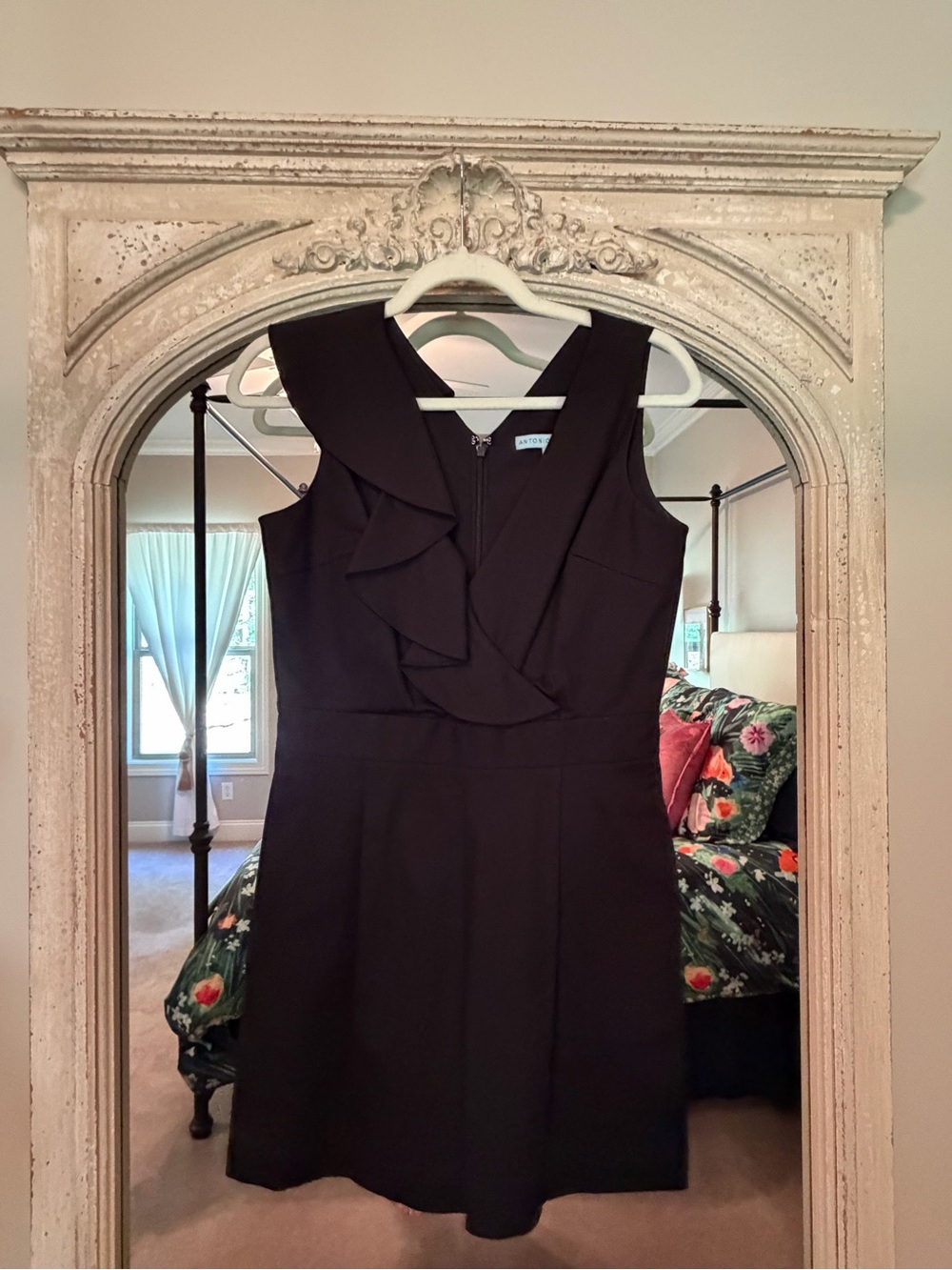 ANTONIO MELANI Black Ruffle-Front Romper